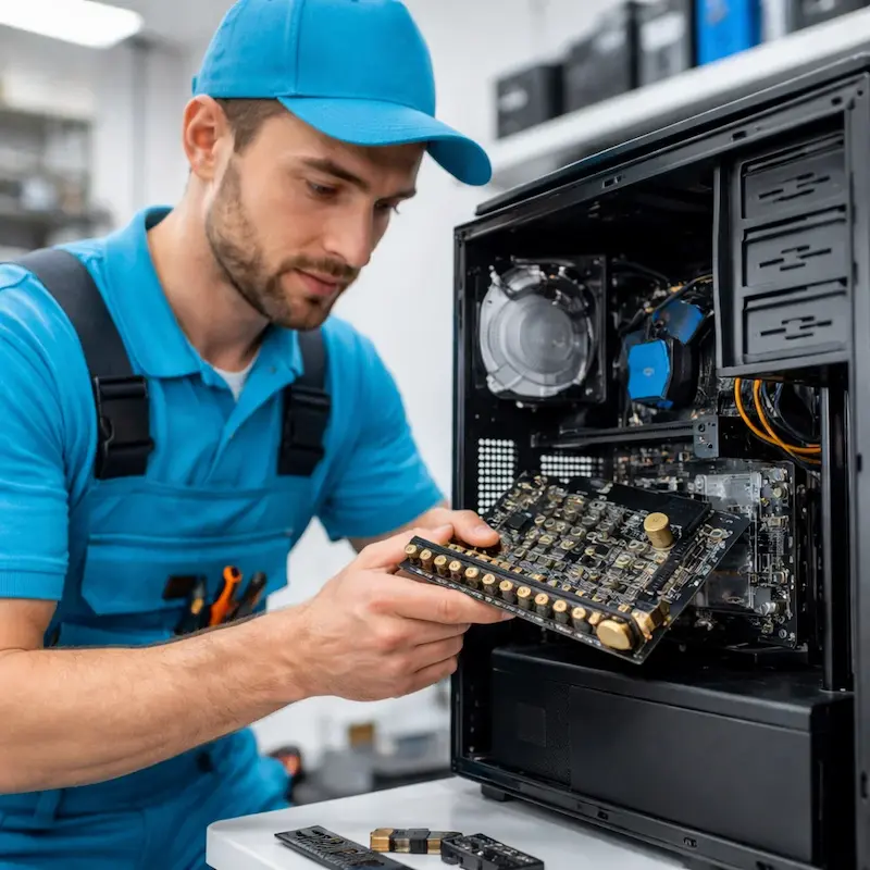 Мастер устанавливает звуковую карту на ПК в Наро-Фоминске